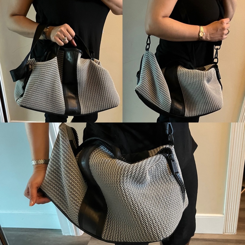 Athleta gym breathable grey duffel travel sport workout bag